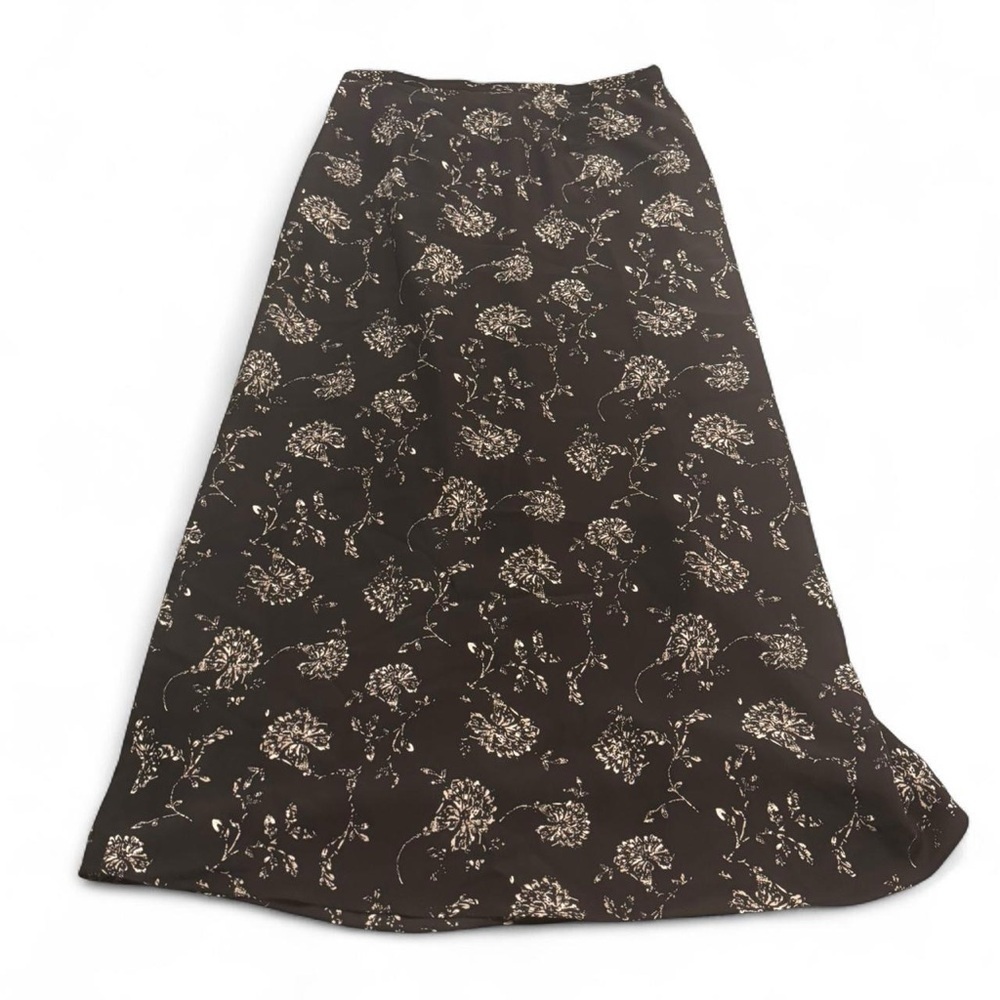 Vintage Rena Rowan Black and Cream Floral Maxi Skirt